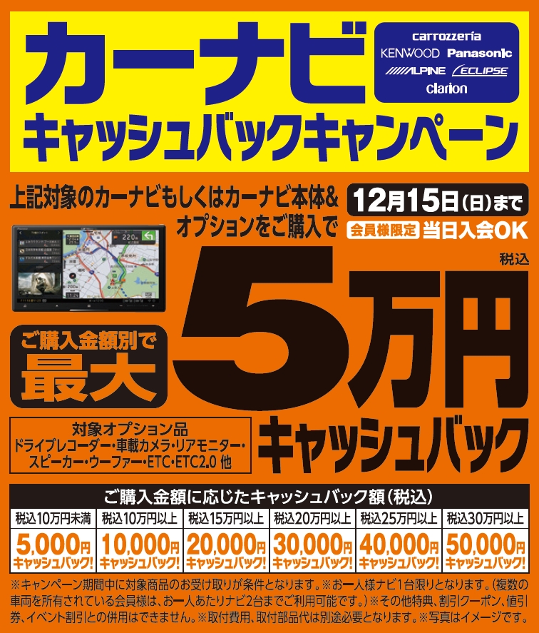 カーナビゲーション関連特典