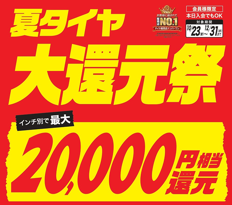 夏タイヤ大還元祭タイトル